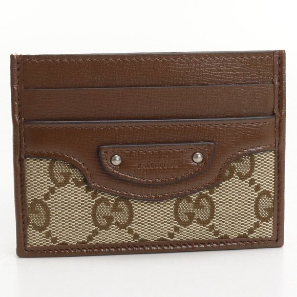 Gucci The Hacker Project Gucci x Balenciaga Card Case GG Leather Brown New - Picture 2 of 8
